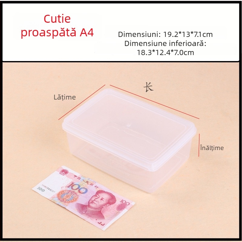 Hualong recipient din plastic pentru depozitare alimente, transparent, compatibil cu microunde, dreptunghiular, 301-500 ml