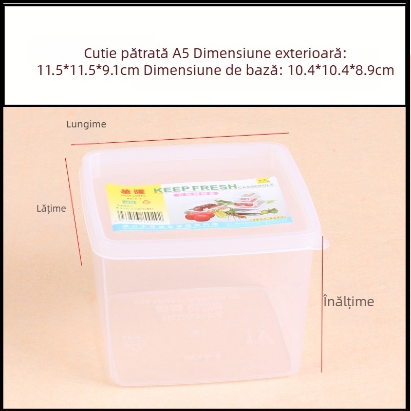 Hualong recipient din plastic pentru depozitare alimente, transparent, compatibil cu microunde, dreptunghiular, 301-500 ml