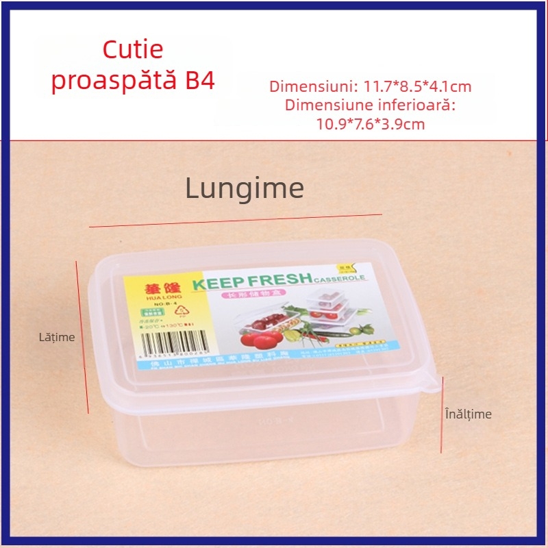 Hualong recipient din plastic pentru depozitare alimente, transparent, compatibil cu microunde, dreptunghiular, 301-500 ml