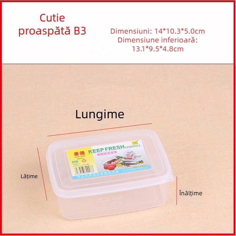 Hualong recipient din plastic pentru depozitare alimente, transparent, compatibil cu microunde, dreptunghiular, 301-500 ml