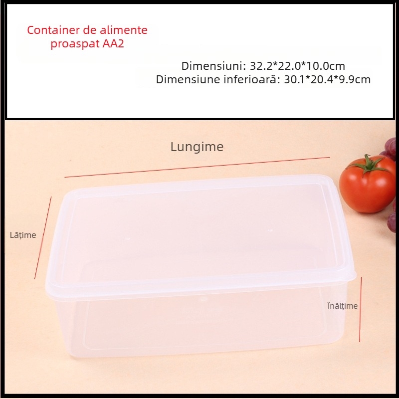 Hualong recipient din plastic pentru depozitare alimente, transparent, compatibil cu microunde, dreptunghiular, 301-500 ml