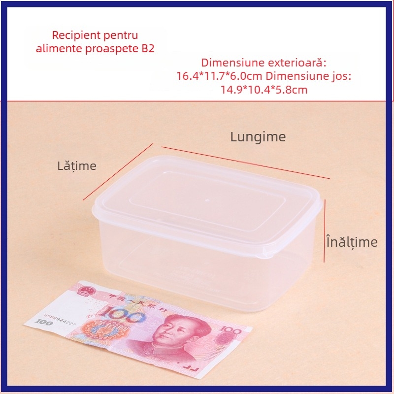 Hualong recipient din plastic pentru depozitare alimente, transparent, compatibil cu microunde, dreptunghiular, 301-500 ml