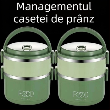 Cutie de prânz izotermă din oțel inoxidabil, cu mai multe compartimente, recipient portabil pentru prânz, pentru studenți și angajați, bol pentru supă și orez