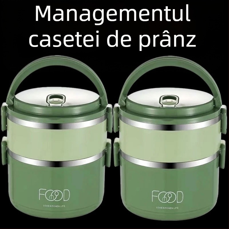 Cutie de prânz izotermă din oțel inoxidabil, cu mai multe compartimente, recipient portabil pentru prânz, pentru studenți și angajați, bol pentru supă și orez