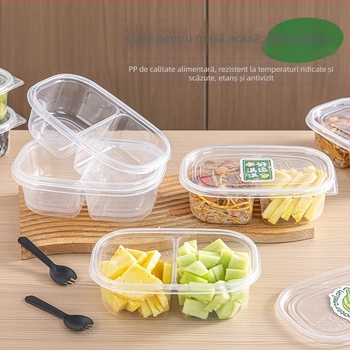 Cutie de prânz de unică folosință cu capac, PP alimentar, compatibilă cu microundele pentru birou