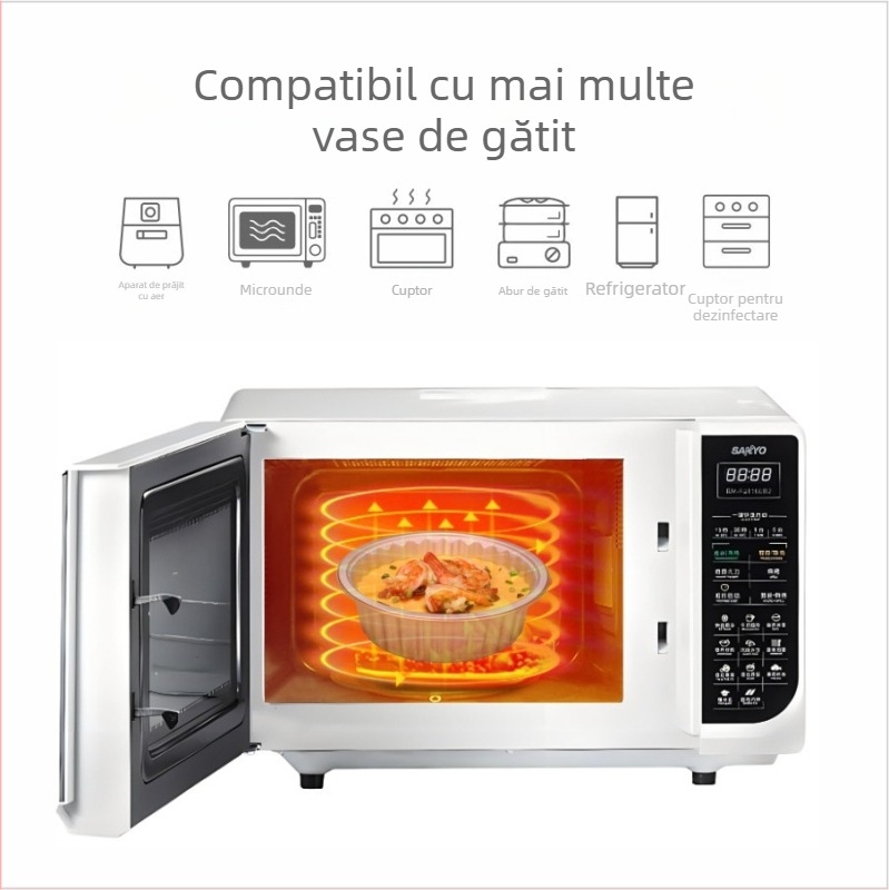 Cutie de prânz din folie de aluminiu — formă rotundă; grosime 0,11 mm; capacitate 425 ml; material: folie de aluminiu; marcă: Guobang (0,11 mm; 425 ml; folie de aluminiu; formă rotundă; Guobang)