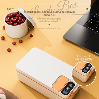 Cutie electrică pentru prânz, capacitate 1 L, liner detașabil, recipient interior din oțel inoxidabil 304, alimentare USB 5V 40W cu funcție de menținere la cald