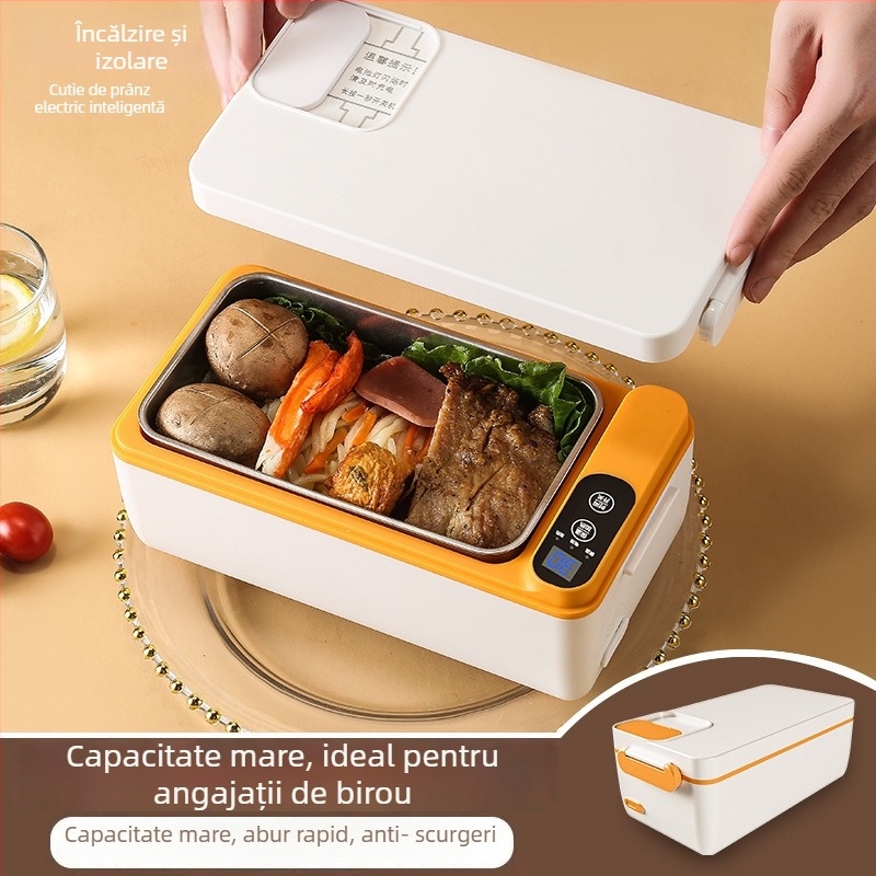 Cutie electrică pentru prânz, capacitate 1 L, liner detașabil, recipient interior din oțel inoxidabil 304, alimentare USB 5V 40W cu funcție de menținere la cald