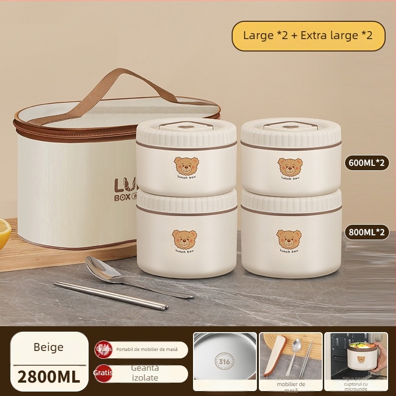 Cutie de prânz izolată din oțel inoxidabil 316, pentru angajați de birou, adulți, non-electrică, capacitate 468l