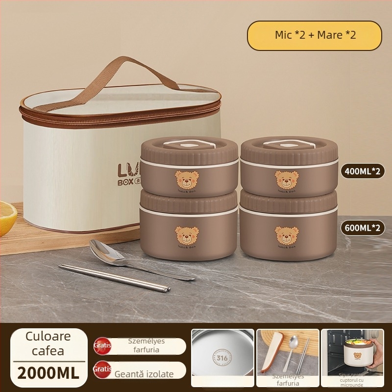 Cutie de prânz izolată din oțel inoxidabil 316, pentru angajați de birou, adulți, non-electrică, capacitate 468l