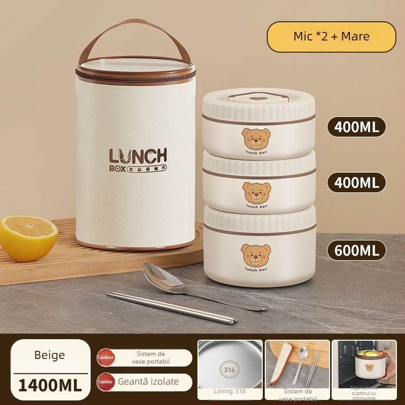 Cutie de prânz izolată din oțel inoxidabil 316, pentru angajați de birou, adulți, non-electrică, capacitate 468l