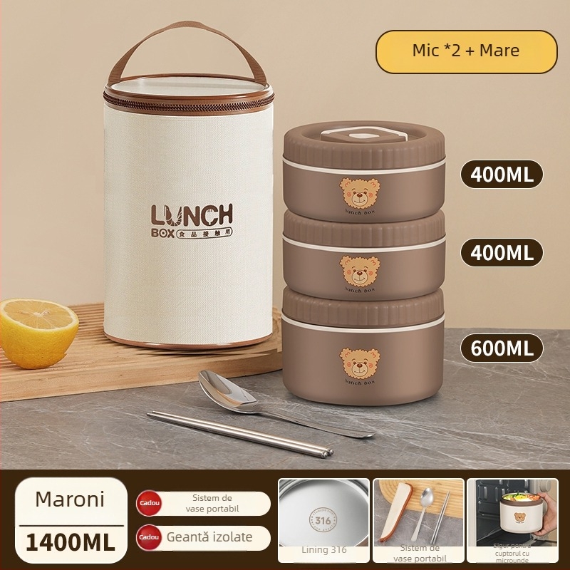 Cutie de prânz izolată din oțel inoxidabil 316, pentru angajați de birou, adulți, non-electrică, capacitate 468l