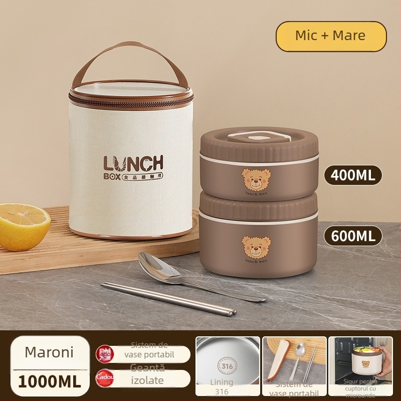 Cutie de prânz izolată din oțel inoxidabil 316, pentru angajați de birou, adulți, non-electrică, capacitate 468l