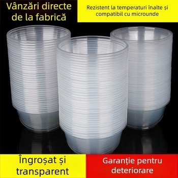 Set de boluri din plastic de unică folosință, cu capac – rotunde, compatibile cu microunde, PP alimentar