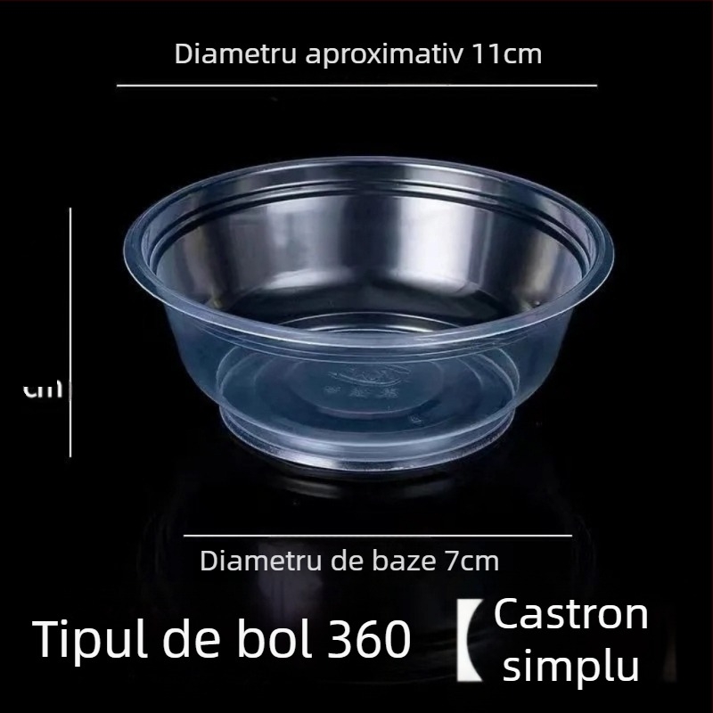 Set de boluri din plastic de unică folosință, cu capac – rotunde, compatibile cu microunde, PP alimentar