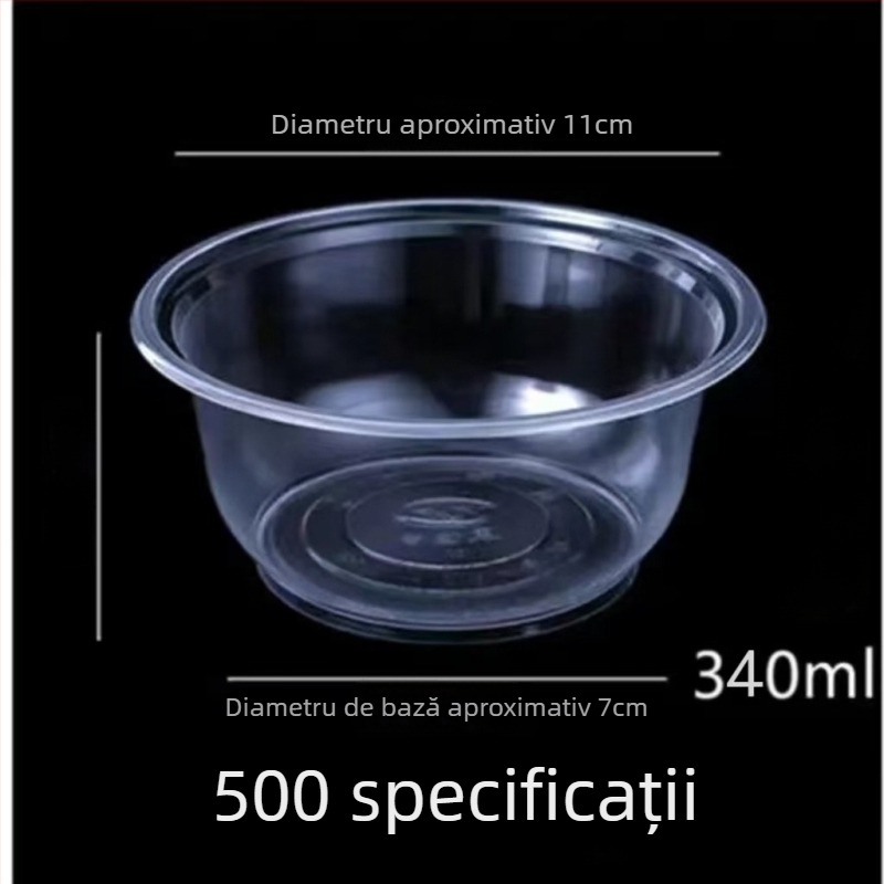 Set de boluri din plastic de unică folosință, cu capac – rotunde, compatibile cu microunde, PP alimentar