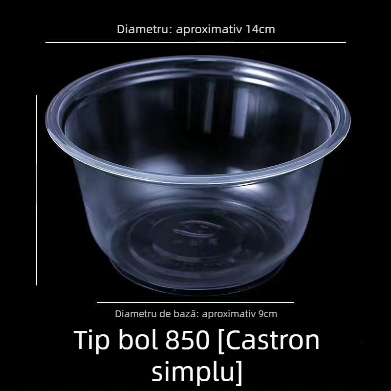 Set de boluri din plastic de unică folosință, cu capac – rotunde, compatibile cu microunde, PP alimentar