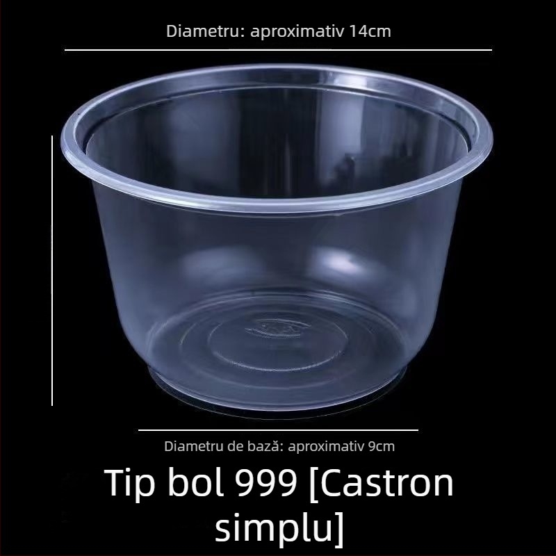 Set de boluri din plastic de unică folosință, cu capac – rotunde, compatibile cu microunde, PP alimentar