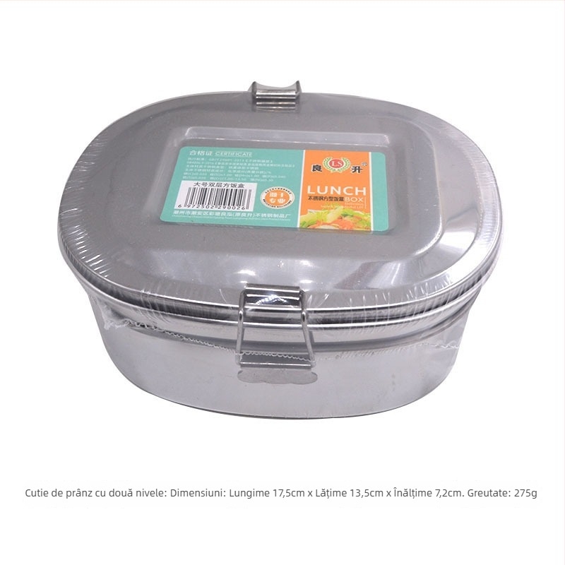 Cutie de prânz din plastic, rotundă, compatibilă cu microundele, capacitate 301-500 ml, opțiune cu 3 straturi, stil simplu