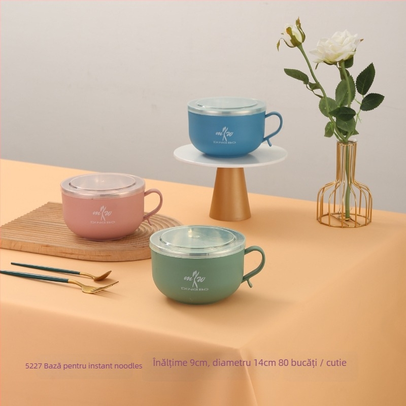 Cutie de prânz din plastic, rotundă, compatibilă cu microundele, capacitate 301-500 ml, opțiune cu 3 straturi, stil simplu