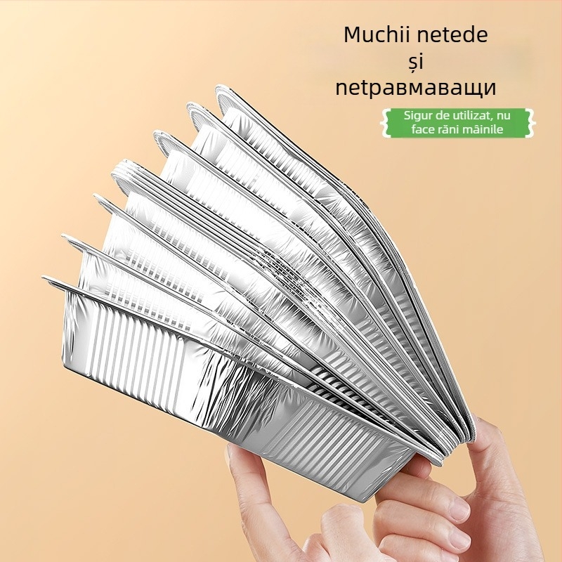 Tavă de hârtie cu folie de aluminiu, de unică folosință – rotundă sau pătrată, alimentară, 10–55 buc., 3 ani valabilitate, reciclabilă