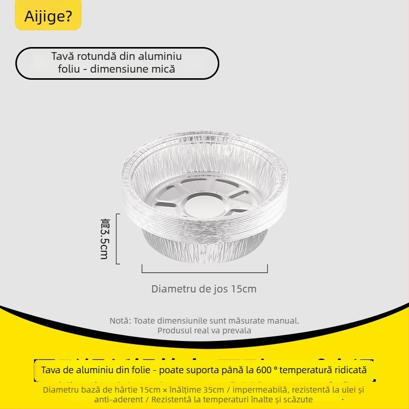 Tavă de hârtie cu folie de aluminiu, de unică folosință – rotundă sau pătrată, alimentară, 10–55 buc., 3 ani valabilitate, reciclabilă