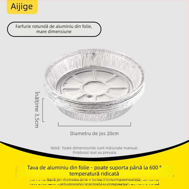 Tavă de hârtie cu folie de aluminiu, de unică folosință – rotundă sau pătrată, alimentară, 10–55 buc., 3 ani valabilitate, reciclabilă