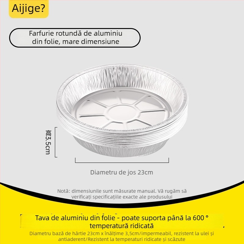 Tavă de hârtie cu folie de aluminiu, de unică folosință – rotundă sau pătrată, alimentară, 10–55 buc., 3 ani valabilitate, reciclabilă