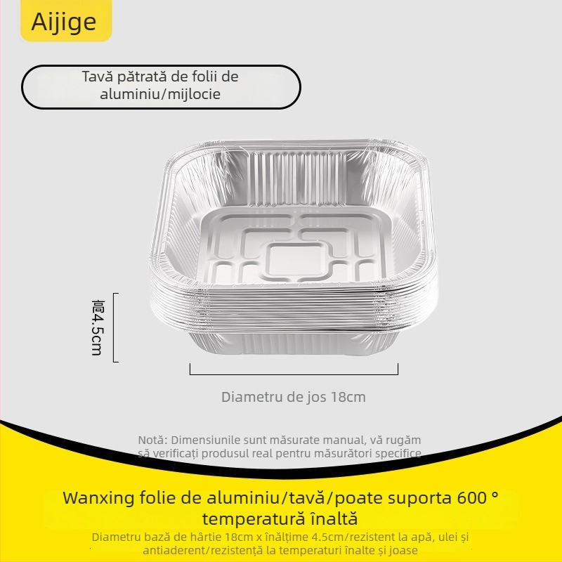 Tavă de hârtie cu folie de aluminiu, de unică folosință – rotundă sau pătrată, alimentară, 10–55 buc., 3 ani valabilitate, reciclabilă