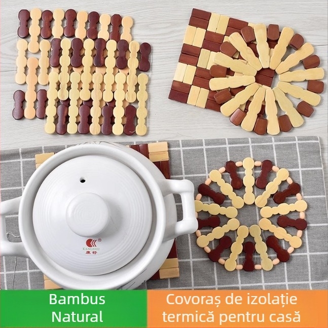 Covoraș din bambus pentru izolare termică a vaselor (material: bambus; formă: rotundă sau pătrată; model: uniform)