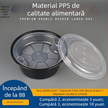 Recipient pentru supă cu două niveluri și compartimente uscat/umed, farfurie de unică folosință cu tăiței wonton vermicelli; Plastic • Nu este compatibil cu microunde • Imprimare siglă posibilă • Greutate brută ~8 kg