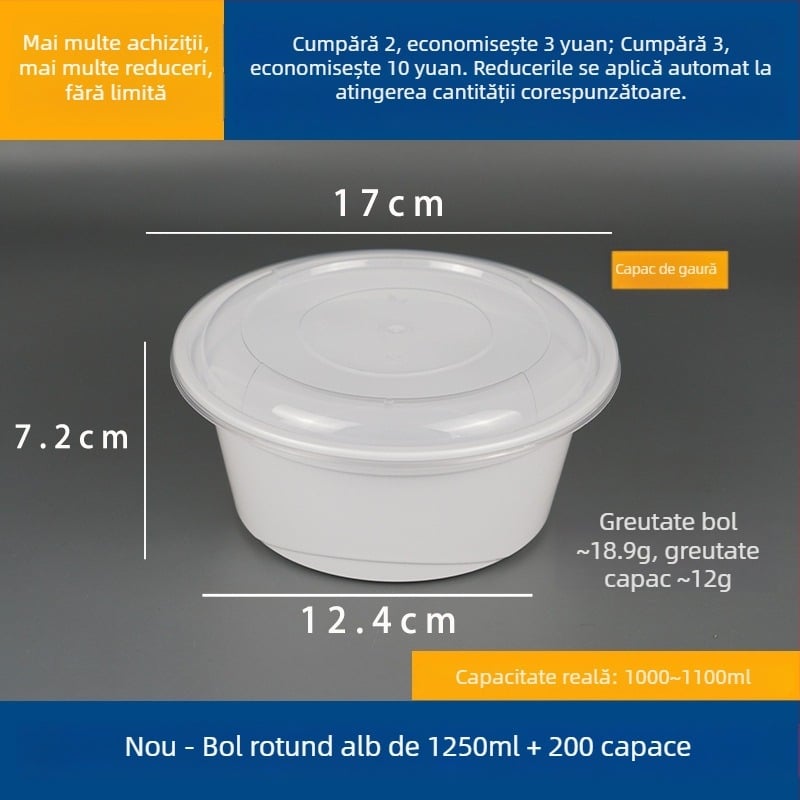 Recipient pentru supă cu două niveluri și compartimente uscat/umed, farfurie de unică folosință cu tăiței wonton vermicelli; Plastic • Nu este compatibil cu microunde • Imprimare siglă posibilă • Greutate brută ~8 kg