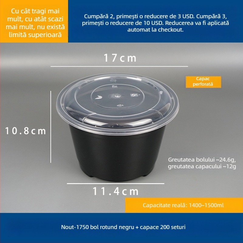 Recipient pentru supă cu două niveluri și compartimente uscat/umed, farfurie de unică folosință cu tăiței wonton vermicelli; Plastic • Nu este compatibil cu microunde • Imprimare siglă posibilă • Greutate brută ~8 kg