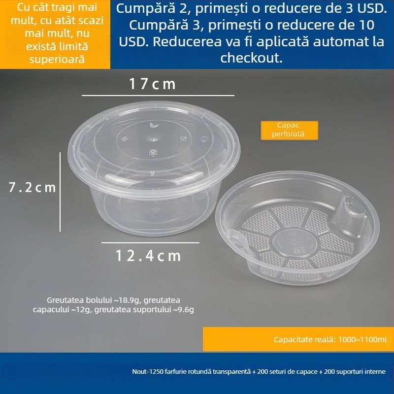 Recipient pentru supă cu două niveluri și compartimente uscat/umed, farfurie de unică folosință cu tăiței wonton vermicelli; Plastic • Nu este compatibil cu microunde • Imprimare siglă posibilă • Greutate brută ~8 kg