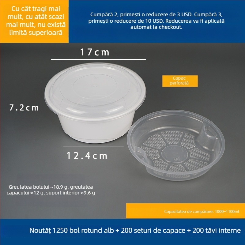 Recipient pentru supă cu două niveluri și compartimente uscat/umed, farfurie de unică folosință cu tăiței wonton vermicelli; Plastic • Nu este compatibil cu microunde • Imprimare siglă posibilă • Greutate brută ~8 kg