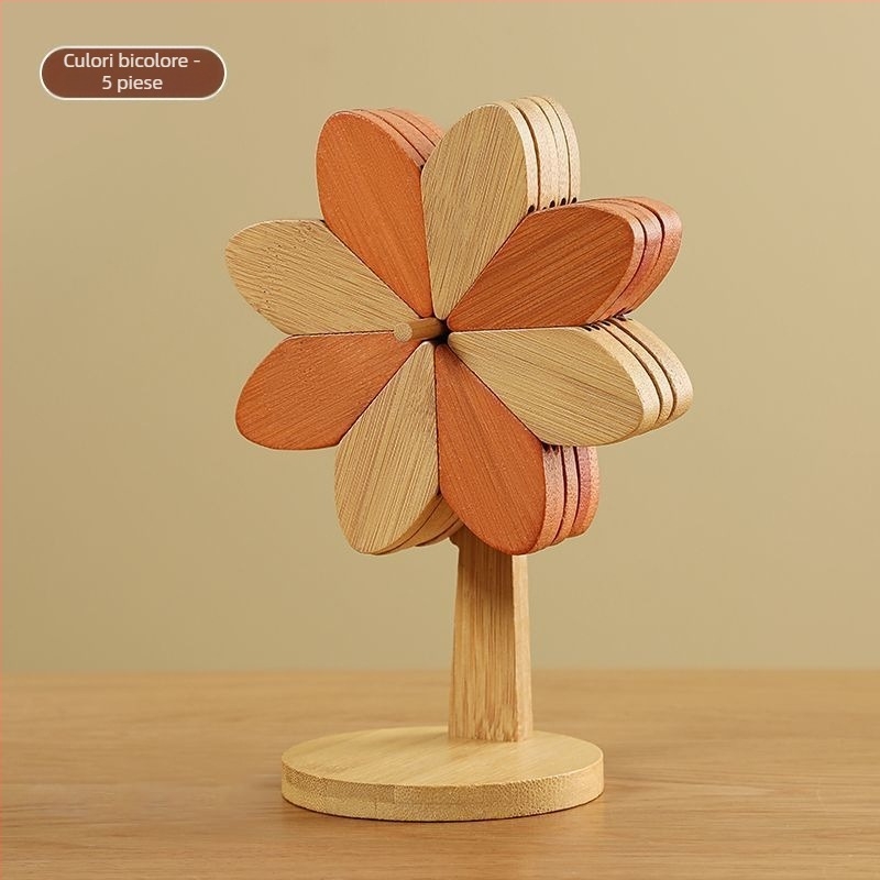 Tăviță izolatoare din lemn pentru cești și farfurii — formă neregulată, stil modern minimalist, biodegradabil, lansat în primăvara 2020