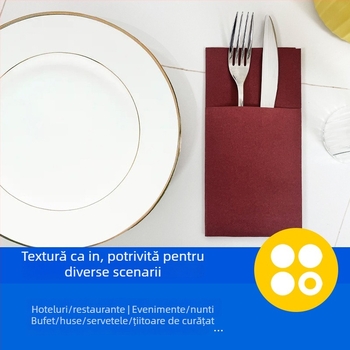 Șervețele de unică folosință pentru tacâmuri, cu imprimare de logo, fără praf, din pulpă de lemn, 50 foi, un singur strat