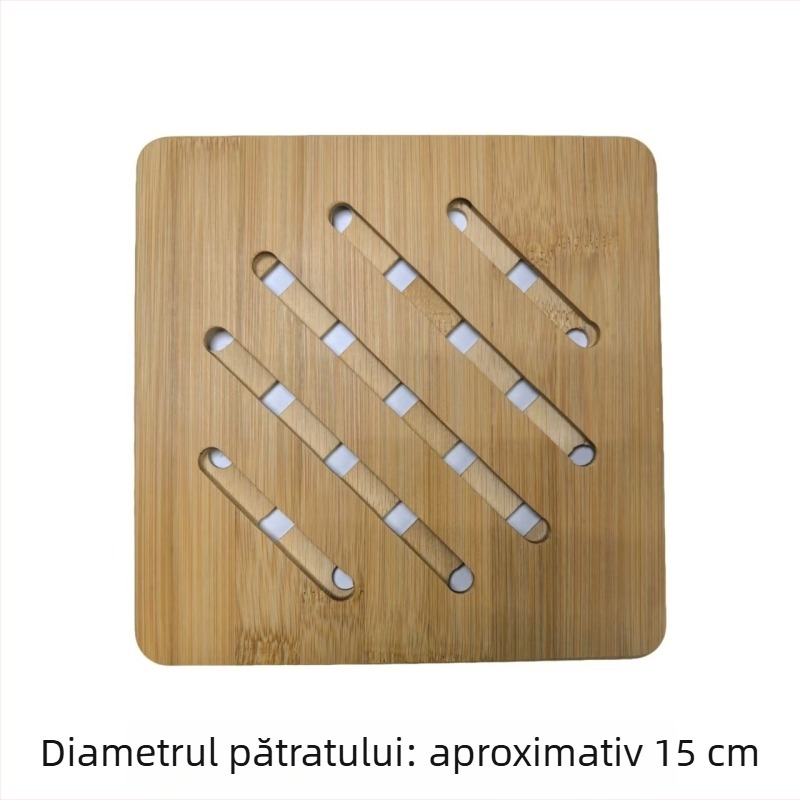 Covoraș izolant din bambus pentru uz casnic, formă rotundă și pătrată, din bambus, pentru oale, farfurii și boluri.