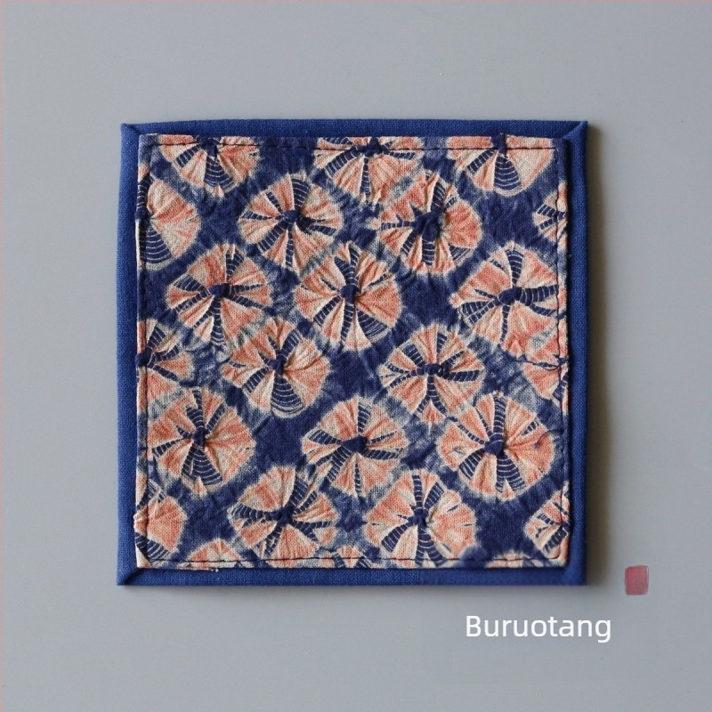 Suporturi pentru pahare din bumbac, pătrate, stil etnic, model solid, brand Bu ming tang