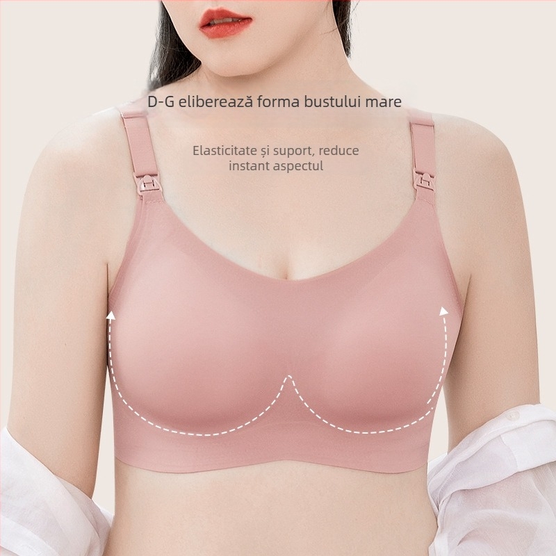 Sutien de maternitate fără bretele pentru alăptare, cu cupă completă, fără cusături, cu cupă modelată subțire, închidere în spate cu trei rânduri