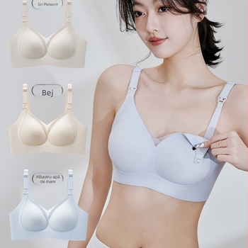 Pink rhyme 3073 Sutien de alăptare pentru femei – închidere la spate cu patru rânduri de cupe, bretele fixe duble, cupe preformate subțiri, material nylon