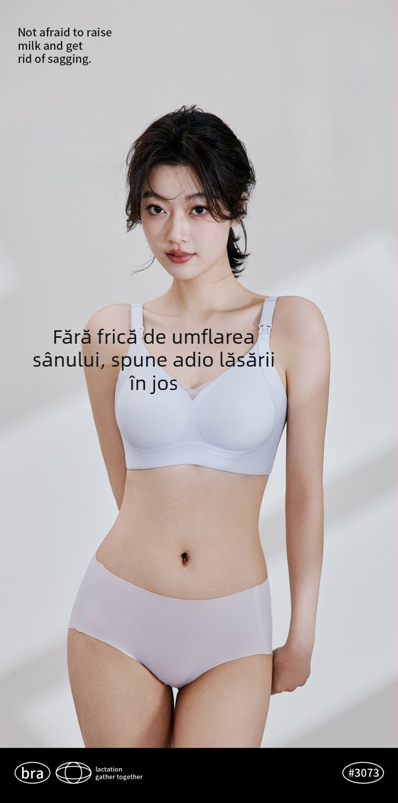 Pink rhyme 3073 Sutien de alăptare pentru femei – închidere la spate cu patru rânduri de cupe, bretele fixe duble, cupe preformate subțiri, material nylon