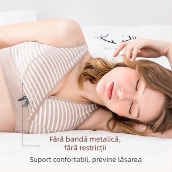 Sutien de alăptare din bumbac, închidere frontală, pentru maternitate, cupe subțiri modelate, fără arc, țesătură principală 90–95% bumbac, căptușeală 100% bumbac, lactație