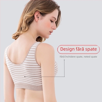 Sutien de alăptare din bumbac, închidere frontală, pentru maternitate, cupe subțiri modelate, fără arc, țesătură principală 90–95% bumbac, căptușeală 100% bumbac, lactație