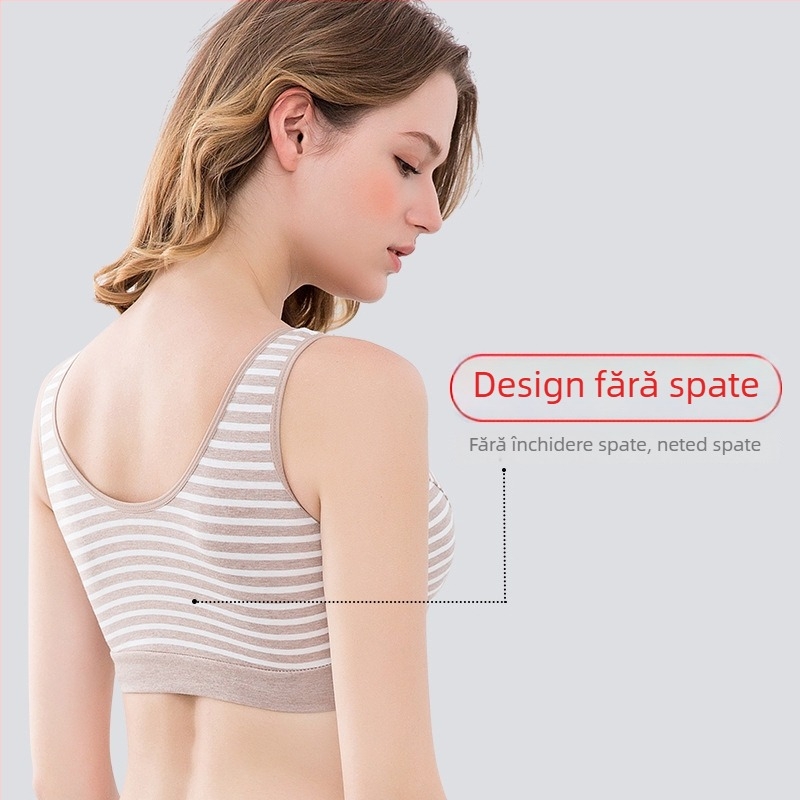 Sutien de alăptare din bumbac, închidere frontală, pentru maternitate, cupe subțiri modelate, fără arc, țesătură principală 90–95% bumbac, căptușeală 100% bumbac, lactație