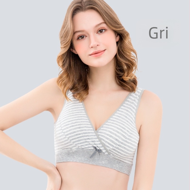 Sutien de alăptare din bumbac, închidere frontală, pentru maternitate, cupe subțiri modelate, fără arc, țesătură principală 90–95% bumbac, căptușeală 100% bumbac, lactație