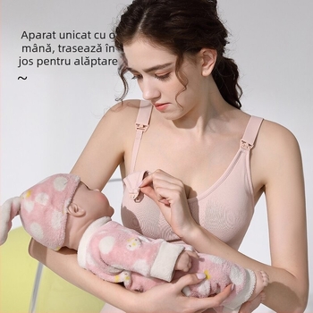 Sutien matern pentru alăptare cu push-up, anti-cădere, suport pentru alăptare, design dintr-un piesă, material nylon, cupe subțiri, închidere spate cu patru rânduri