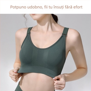 Sutien matern pentru alăptare cu push-up, anti-cădere, suport pentru alăptare, design dintr-un piesă, material nylon, cupe subțiri, închidere spate cu patru rânduri