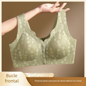Sutien de alăptare cu închidere frontală, design cu nasture deschis, fără fir, cupe subțiri, postpartum