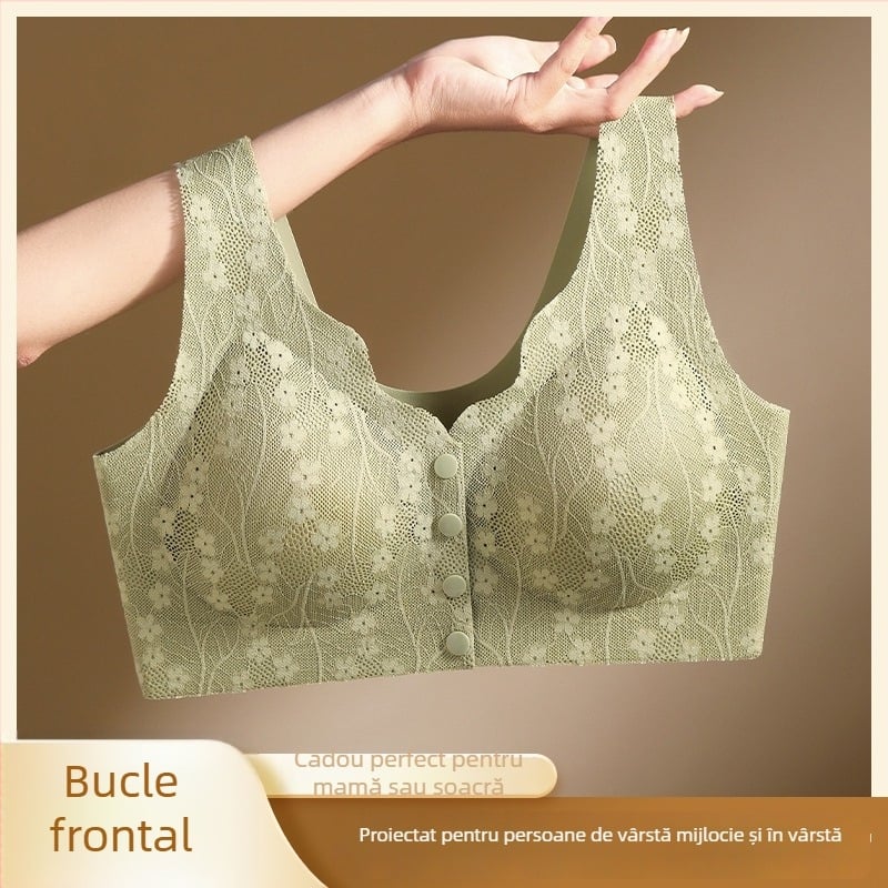 Sutien de alăptare cu închidere frontală, design cu nasture deschis, fără fir, cupe subțiri, postpartum